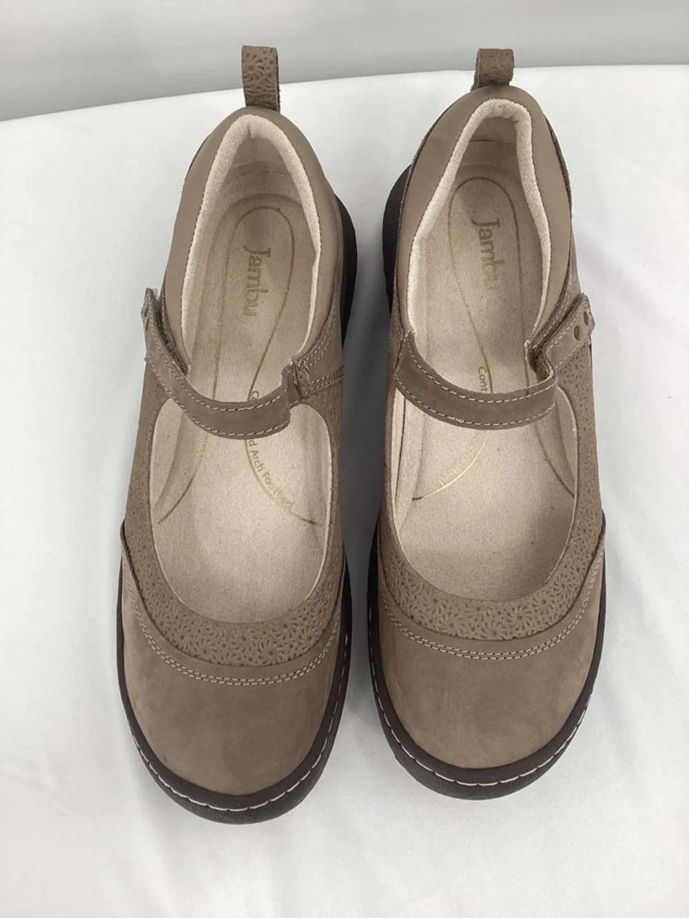 Jambu Ezra Women's Taupe Mary Jane Flats with Strap